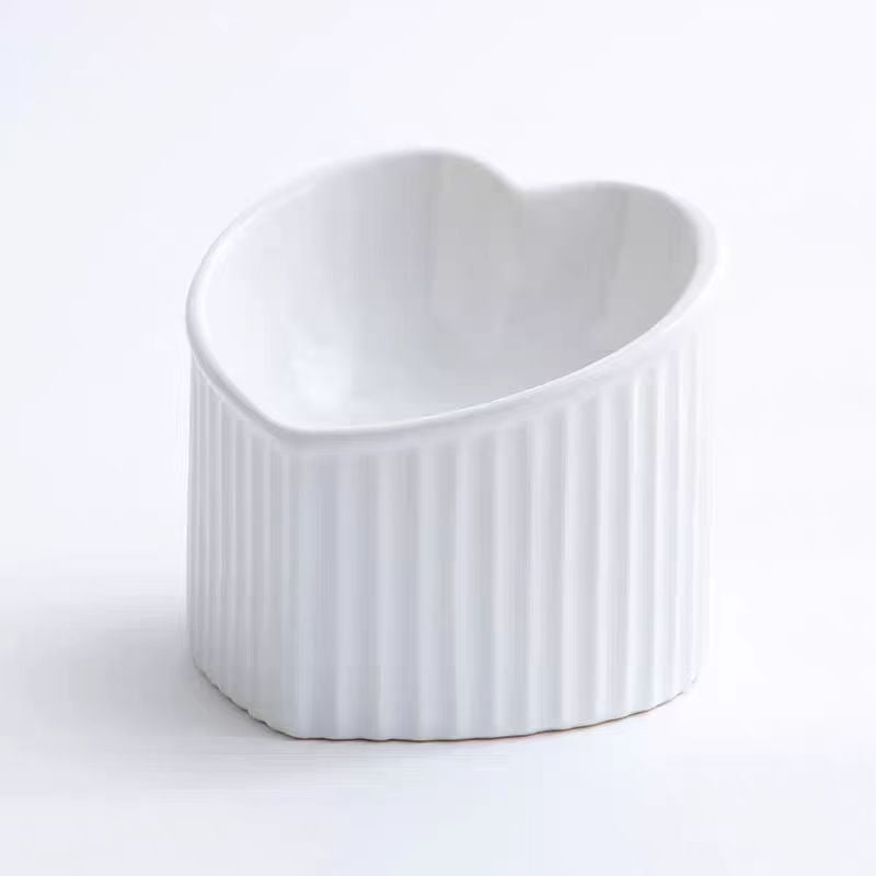 White Ceramic Raised Cat Bowls